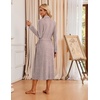 Ekouaer Robes for Women Long Knit Bathrobe Soft Lightweight Kimono Robes | Womens Long Robes, Soft Long Sleeve BathRobes with Pockets, Ladies Mid Calf Length Casual Sleepwear with Inner Tie Outer Belt(Pink)