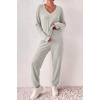 Ekouaer Women’s 2 Piece Long Sleeve Lounge Set Ribbed Knit Pajamas Set | Ribbed Knit Fabric, Soft Lounge Sets, Fall Sleepwear, Airport Outfits, Jogger Pants With Pockets, Matching Track Suits(Smoky Gray)