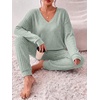 Ekouaer Women’s 2 Piece Long Sleeve Lounge Set Ribbed Knit Pajamas Set | Ribbed Knit Fabric, Soft Lounge Sets, Fall Sleepwear, Airport Outfits, Jogger Pants With Pockets, Matching Track Suits(Light Green)