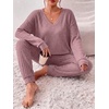 Ekouaer Women’s 2 Piece Long Sleeve Lounge Set Ribbed Knit Pajamas Set | Ribbed Knit Fabric, Soft Lounge Sets, Fall Sleepwear, Airport Outfits, Jogger Pants With Pockets, Matching Track Suits(Dusty Rose)