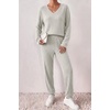 Ekouaer Women’s 2 Piece Long Sleeve Lounge Set Ribbed Knit Pajamas Set | Ribbed Knit Fabric, Soft Lounge Sets, Fall Sleepwear, Airport Outfits, Jogger Pants With Pockets, Matching Track Suits(Smoky Gray)