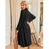 Ekouaer Womens Robe Long Kimono Bathrobe Lightweight Sleepwear with Pockets | Soft Ladies Sleepwear, Long Sleeve, Stretchy, Knit Lounge Robe, Light Weight Loungewear