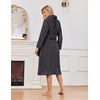Ekouaer Women’s Robe Long Winter Plush Jacquard Bathrobe with Pockets S-XXL | Jacquard fabric, Color block, Shawl collar, Long length, Plush, Fuzzy, Fluffy, Fleece, Thick Sleepwear, Winter Lounge wear(Dark Grey)