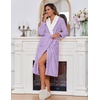 Ekouaer Women’s Robe Long Winter Plush Jacquard Bathrobe with Pockets S-XXL | Jacquard fabric, Color block, Shawl collar, Long length, Plush, Fuzzy, Fluffy, Fleece, Thick Sleepwear, Winter Lounge wear(Light Purple)