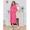 Ekouaer Women’s Robe Long Winter Plush Jacquard Bathrobe with Pockets S-XXL | Jacquard fabric, Color block, Shawl collar, Long length, Plush, Fuzzy, Fluffy, Fleece, Thick Sleepwear, Winter Lounge wear(Rose Pink)