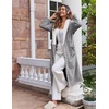 Ekouaer Women’s Robe Long Winter Plush Jacquard Bathrobe with Pockets S-XXL | Jacquard fabric, Color block, Shawl collar, Long length, Plush, Fuzzy, Fluffy, Fleece, Thick Sleepwear, Winter Lounge wear(Light Grey)