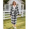 Ekouaer Women’s Robe Long Winter Plush Jacquard Bathrobe with Pockets S-XXL | Jacquard fabric, Color block, Shawl collar, Long length, Plush, Fuzzy, Fluffy, Fleece, Thick Sleepwear, Winter Lounge wear(White Black Plaid)