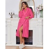 Ekouaer Women’s Robe Long Winter Plush Jacquard Bathrobe with Pockets S-XXL | Jacquard fabric, Color block, Shawl collar, Long length, Plush, Fuzzy, Fluffy, Fleece, Thick Sleepwear, Winter Lounge wear(Rose Pink)