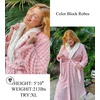 Ekouaer Women’s Robe Long Winter Plush Jacquard Bathrobe with Pockets S-XXL | Jacquard fabric, Color block, Shawl collar, Long length, Plush, Fuzzy, Fluffy, Fleece, Thick Sleepwear, Winter Lounge wear(C Pink)