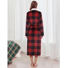 Ekouaer Women’s Robe Long Winter Plush Jacquard Bathrobe with Pockets S-XXL | Jacquard fabric, Color block, Shawl collar, Long length, Plush, Fuzzy, Fluffy, Fleece, Thick Sleepwear, Winter Lounge wear(Red Black Plaid)