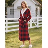Ekouaer Women’s Robe Long Winter Plush Jacquard Bathrobe with Pockets S-XXL | Jacquard fabric, Color block, Shawl collar, Long length, Plush, Fuzzy, Fluffy, Fleece, Thick Sleepwear, Winter Lounge wear(Red Black Plaid)