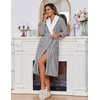 Ekouaer Women’s Robe Long Winter Plush Jacquard Bathrobe with Pockets S-XXL | Jacquard fabric, Color block, Shawl collar, Long length, Plush, Fuzzy, Fluffy, Fleece, Thick Sleepwear, Winter Lounge wear(Light Grey)