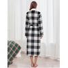 Ekouaer Women’s Robe Long Winter Plush Jacquard Bathrobe with Pockets S-XXL | Jacquard fabric, Color block, Shawl collar, Long length, Plush, Fuzzy, Fluffy, Fleece, Thick Sleepwear, Winter Lounge wear(White Black Plaid)