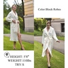 Ekouaer Women’s Robe Long Winter Plush Jacquard Bathrobe with Pockets S-XXL | Jacquard fabric, Color block, Shawl collar, Long length, Plush, Fuzzy, Fluffy, Fleece, Thick Sleepwear, Winter Lounge wear(White)