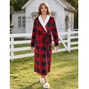 Ekouaer Women’s Robe Long Winter Plush Jacquard Bathrobe with Pockets S-XXL | Jacquard fabric, Color block, Shawl collar, Long length, Plush, Fuzzy, Fluffy, Fleece, Thick Sleepwear, Winter Lounge wear(Red Black Plaid)