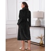 Ekouaer Women’s Robe Long Winter Plush Jacquard Bathrobe with Pockets S-XXL | Jacquard fabric, Color block, Shawl collar, Long length, Plush, Fuzzy, Fluffy, Fleece, Thick Sleepwear, Winter Lounge wear(Black)