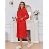 Ekouaer Women’s Robe Long Winter Plush Jacquard Bathrobe with Pockets S-XXL | Jacquard fabric, Color block, Shawl collar, Long length, Plush, Fuzzy, Fluffy, Fleece, Thick Sleepwear, Winter Lounge wear(Red)