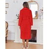 Ekouaer Women’s Robe Long Winter Plush Jacquard Bathrobe with Pockets S-XXL | Jacquard fabric, Color block, Shawl collar, Long length, Plush, Fuzzy, Fluffy, Fleece, Thick Sleepwear, Winter Lounge wear(Red)