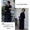 Ekouaer Women’s Robe Long Winter Plush Jacquard Bathrobe with Pockets S-XXL | Jacquard fabric, Color block, Shawl collar, Long length, Plush, Fuzzy, Fluffy, Fleece, Thick Sleepwear, Winter Lounge wear(Black)