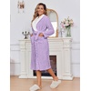 Ekouaer Women’s Robe Long Winter Plush Jacquard Bathrobe with Pockets S-XXL | Jacquard fabric, Color block, Shawl collar, Long length, Plush, Fuzzy, Fluffy, Fleece, Thick Sleepwear, Winter Lounge wear(Light Purple)