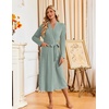 Ekouaer Womens Robes Long Bathrobe Ribbed Knit Kimono Robe Soft Sleepwear | Lightweight Robes with Pockets, Casual Ladies Loungewear, Long Sleeves, Mid-calf Length(Light Green)
