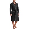 Ekouaer Mens Robes Lightweight Waffle Knit Kimono Bathrobe Long Sleeve Sleepwear Soft Knee Length Robe with Pockets(Black)