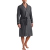 Ekouaer Mens Robes Lightweight Waffle Knit Kimono Bathrobe Long Sleeve Sleepwear Soft Knee Length Robe with Pockets(Dark Grey)