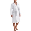 Ekouaer Mens Robes Lightweight Waffle Knit Kimono Bathrobe Long Sleeve Sleepwear Soft Knee Length Robe with Pockets(White)