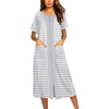 Ekouaer Robes For Women Zipper Bathrobe Short Sleeve Duster With Pockets | Zipper Front House Coat, Lightweight Sleepwear, Plus Size Loungewear, Ladies Nightgown for Mother, Postoperative Gown, Sleep(A-white)