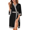Ekouaer Robes for Women Bathrobe Lightweight Robe 3/4 Sleeve Knit Sleepwear | Summer Robe for Women with Pockets, Knee Length Womens Robe, Kimono Sleepwear(Black)