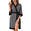 Ekouaer Robes for Women Bathrobe Lightweight Robe 3/4 Sleeve Knit Sleepwear | Summer Robe for Women with Pockets, Knee Length Womens Robe, Kimono Sleepwear(Dark Grey)