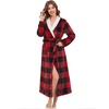 Ekouaer Women’s Robe Long Winter Plush Jacquard Bathrobe with Pockets S-XXL | Jacquard fabric, Color block, Shawl collar, Long length, Plush, Fuzzy, Fluffy, Fleece, Thick Sleepwear, Winter Lounge wear(Red Black Plaid)