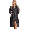 Ekouaer Women’s Robe Long Winter Plush Jacquard Bathrobe with Pockets S-XXL | Jacquard fabric, Color block, Shawl collar, Long length, Plush, Fuzzy, Fluffy, Fleece, Thick Sleepwear, Winter Lounge wear(Dark Grey)