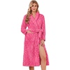 Ekouaer Women’s Robe Long Winter Plush Jacquard Bathrobe with Pockets S-XXL | Jacquard fabric, Color block, Shawl collar, Long length, Plush, Fuzzy, Fluffy, Fleece, Thick Sleepwear, Winter Lounge wear(Rose Pink)