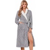 Ekouaer Women’s Robe Long Winter Plush Jacquard Bathrobe with Pockets S-XXL | Jacquard fabric, Color block, Shawl collar, Long length, Plush, Fuzzy, Fluffy, Fleece, Thick Sleepwear, Winter Lounge wear(Light Grey)