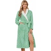 Ekouaer Women’s Robe Long Winter Plush Jacquard Bathrobe with Pockets S-XXL | Jacquard fabric, Color block, Shawl collar, Long length, Plush, Fuzzy, Fluffy, Fleece, Thick Sleepwear, Winter Lounge wear(Grey Green)