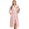 Ekouaer Women’s Robe Long Winter Plush Jacquard Bathrobe with Pockets S-XXL | Jacquard fabric, Color block, Shawl collar, Long length, Plush, Fuzzy, Fluffy, Fleece, Thick Sleepwear, Winter Lounge wear(C Pink)