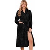 Ekouaer Women’s Robe Long Winter Plush Jacquard Bathrobe with Pockets S-XXL | Jacquard fabric, Color block, Shawl collar, Long length, Plush, Fuzzy, Fluffy, Fleece, Thick Sleepwear, Winter Lounge wear(Black)