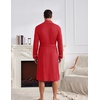 Ekouaer Mens Robes Lightweight Waffle Knit Kimono Bathrobe Long Sleeve Sleepwear Soft Knee Length Robe with Pockets(Red)