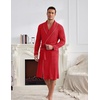 Ekouaer Mens Robes Lightweight Waffle Knit Kimono Bathrobe Long Sleeve Sleepwear Soft Knee Length Robe with Pockets(Red)