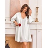 Ekouaer Silk Robes for Women Short Satin Robe 3/4 Sleeves Kimono Bathrobe | Lace Trim, Knee Length, Sexy Bride Bridsmaid Robe, Pockets, Tie(White)