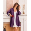 Ekouaer Silk Robes for Women Short Satin Robe 3/4 Sleeves Kimono Bathrobe | Lace Trim, Knee Length, Sexy Bride Bridsmaid Robe, Pockets, Tie(Wineberry)