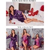 Ekouaer Women’s Satin Robe Kimono Bathrobe Short Ruffle Sleeve Silk Robes | Silky Soft Robes, Summer Lightweight Bath Robe, Ruffle 3/4 Sleeve Sleepwear, Short Bride Robe, Bridal Robe, Bridesmaid Robes(Deep Purple)