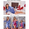 Ekouaer Women’s Satin Robe Kimono Bathrobe Short Ruffle Sleeve Silk Robes | Silky Soft Robes, Summer Lightweight Bath Robe, Ruffle 3/4 Sleeve Sleepwear, Short Bride Robe, Bridal Robe, Bridesmaid Robes(Cobalt Blue)