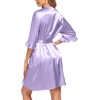 Ekouaer Women’s Satin Robe Kimono Bathrobe Short Ruffle Sleeve Silk Robes | Silky Soft Robes, Summer Lightweight Bath Robe, Ruffle 3/4 Sleeve Sleepwear, Short Bride Robe, Bridal Robe, Bridesmaid Robes(Lavender)