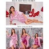 Ekouaer Women’s Satin Robe Kimono Bathrobe Short Ruffle Sleeve Silk Robes | Silky Soft Robes, Summer Lightweight Bath Robe, Ruffle 3/4 Sleeve Sleepwear, Short Bride Robe, Bridal Robe, Bridesmaid Robes(Misty Rose)