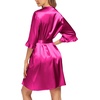 Ekouaer Women’s Satin Robe Kimono Bathrobe Short Ruffle Sleeve Silk Robes | Silky Soft Robes, Summer Lightweight Bath Robe, Ruffle 3/4 Sleeve Sleepwear, Short Bride Robe, Bridal Robe, Bridesmaid Robes(Hot Pink)