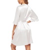 Ekouaer Women’s Satin Robe Kimono Bathrobe Short Ruffle Sleeve Silk Robes | Silky Soft Robes, Summer Lightweight Bath Robe, Ruffle 3/4 Sleeve Sleepwear, Short Bride Robe, Bridal Robe, Bridesmaid Robes(01white)