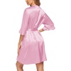 Ekouaer Women’s Satin Robe Kimono Bathrobe Short Ruffle Sleeve Silk Robes | Silky Soft Robes, Summer Lightweight Bath Robe, Ruffle 3/4 Sleeve Sleepwear, Short Bride Robe, Bridal Robe, Bridesmaid Robes(Misty Rose)