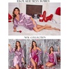 Ekouaer Women’s Satin Robe Kimono Bathrobe Short Ruffle Sleeve Silk Robes | Silky Soft Robes, Summer Lightweight Bath Robe, Ruffle 3/4 Sleeve Sleepwear, Short Bride Robe, Bridal Robe, Bridesmaid Robes(Purple Red)